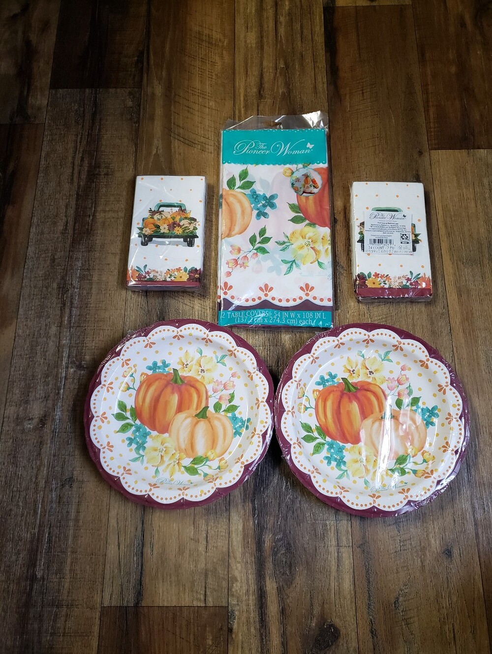 The Pioneer Woman Pumpkin Floral Paper Plates Napkins - Fall Party Set.